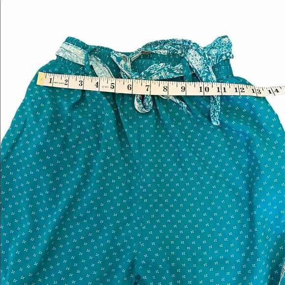 VINTAGE Petite Teal Printed Scarf Belt Light Pant - Picture 6 of 9